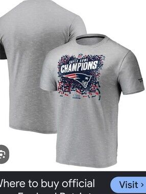 NFL Super Bowl Patriots T size  3X grey red blue stretchy cotton. Machin…